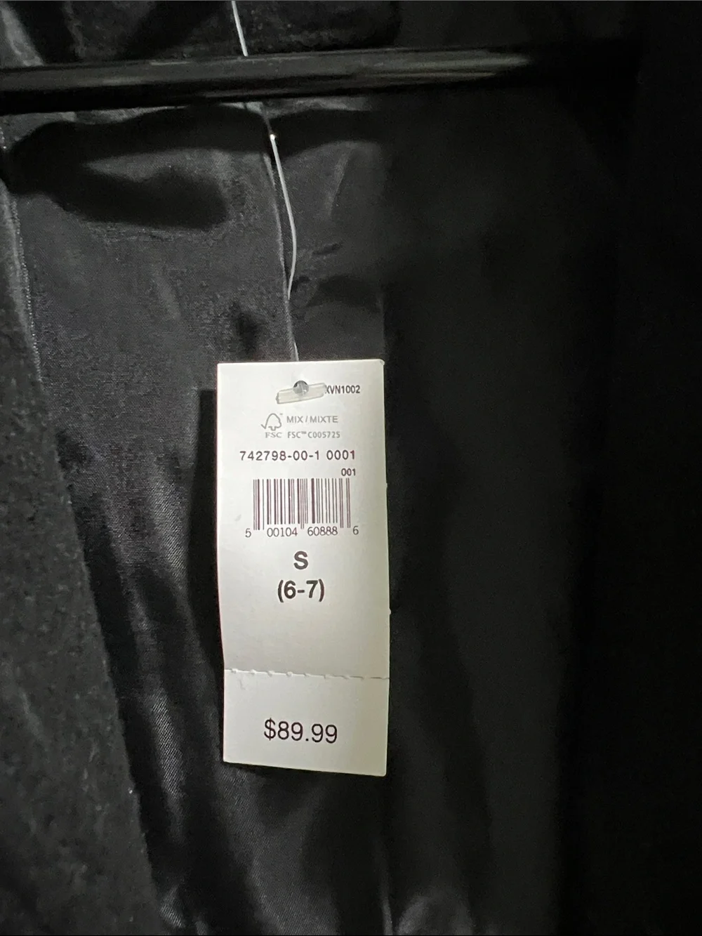 New Gap Kids black Wool Blend Pea Coat Size 6-7 double breasted